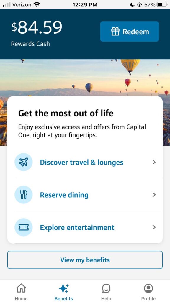 View my benefits page on the mobile app